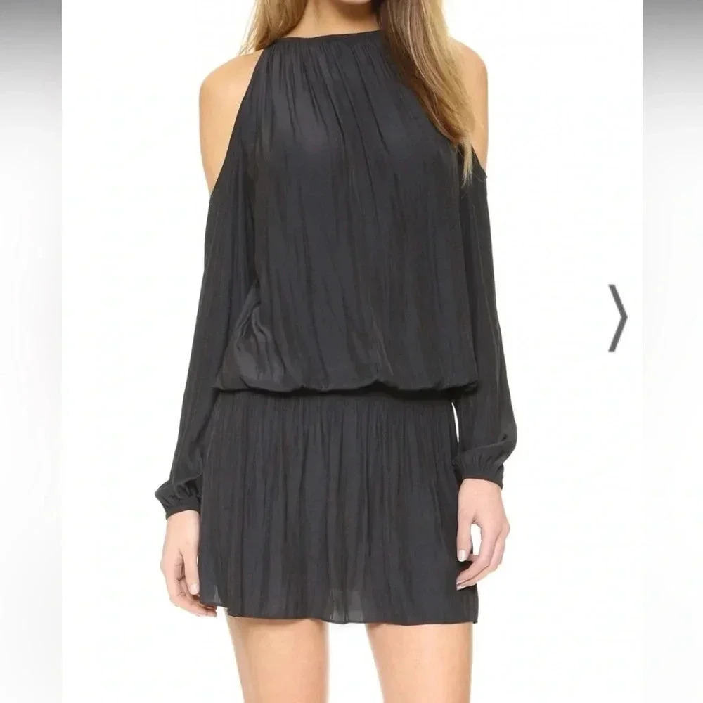 Ramy Brooke Lauren black cold shoulder mini dress